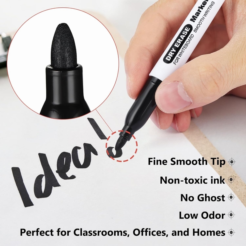 Brand New, Low Odor, Fine Tip/Drill Point, Whiteboard/Dry Erase Marker in Black
